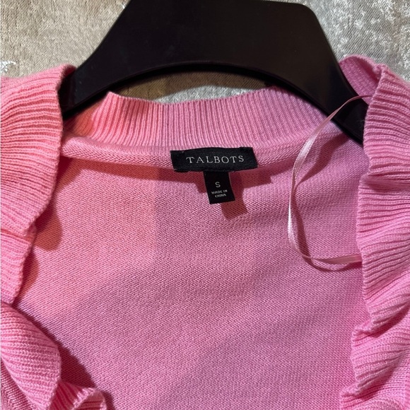 Talbots Pink Knit Sweater with Ruffle Trim small - Picture 3 of 4